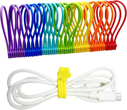 Reusable Silicone Magnetic Cable Ties, 28 Pack 7.48'' Magnetic Twist Ties by Fironst