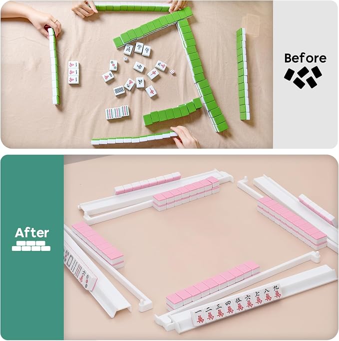 Mahjong Racks with Pushers Set of 4, Mahjong Tile Pushers and Racks, Acrylic - Image 4