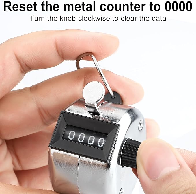 2 Pack Hand Tally Clicker Counter – 4 Digit Metal Mechanical Hand Counter - Image 4