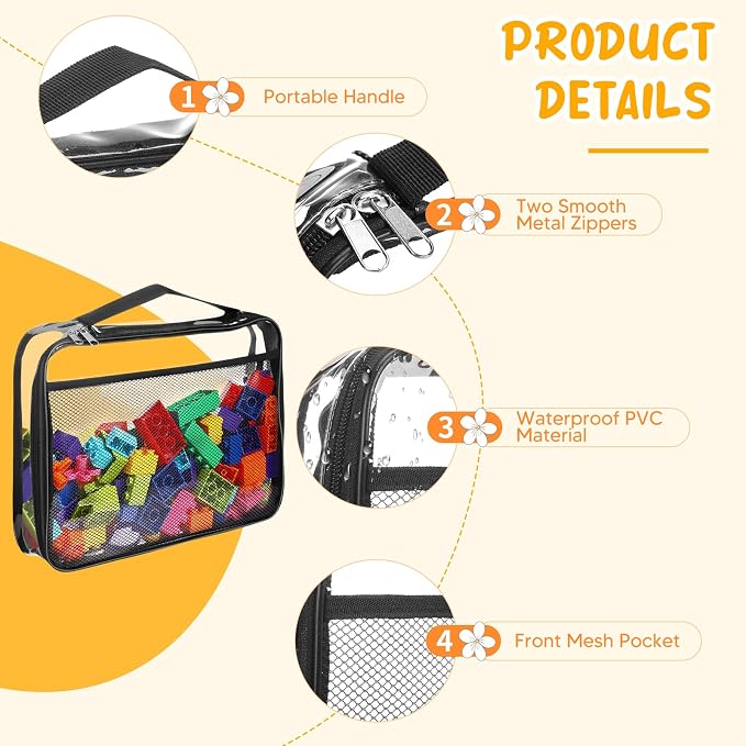 8 Packs Toy Storage Bags with Zipper, Reusable Toy Storage Organizer with - Image 3