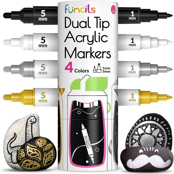 4 Dual Tip Acrylic Paint Pens by Funcils