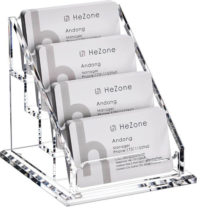 Acrylic Card Holder Clear Horizontal Business Card Organizer Stand by HeZone