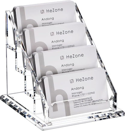 Acrylic Card Holder Clear Horizontal Business Card Organizer Stand by HeZone