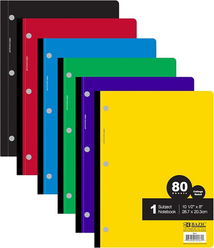 BAZIC Notebook College Ruled 1 Subject 80 Sheets Wireless Notebooks, Lined by BAZICProducts