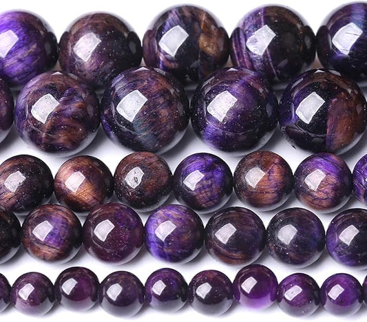 6MM Purple Tiger Eye Stone Beads Natural Gemstone Round Loose Beads by Unknown
