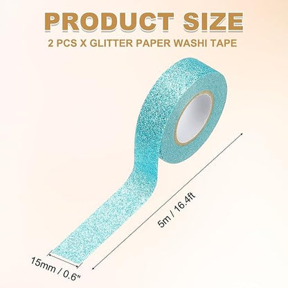 PATIKIL 2 Roll Glitter Paper Washi Tape, Washi Decorative Tape - Image 2