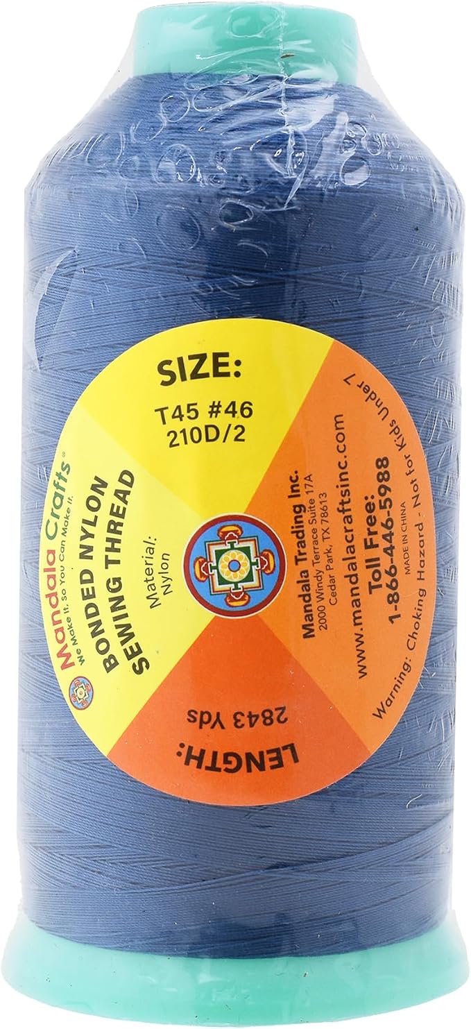Mandala Crafts Bonded Nylon Thread Airforce Blue Heavy Duty Sewing Threads - Image 3