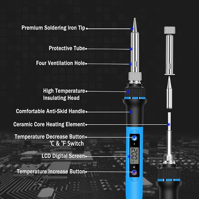 Soldering Iron Kit, 80W 110V Fast Heat up in 10s LCD Digital Adjustable - Image 2