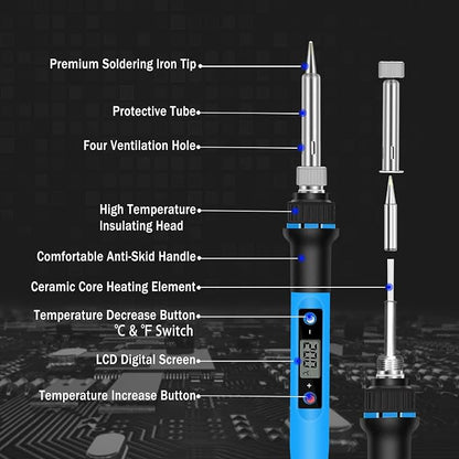 Soldering Iron Kit, 80W 110V Fast Heat up in 10s LCD Digital Adjustable - Image 2