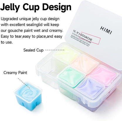 HIMI Glow in The Dark Jelly Gouache Paint Set, 6 Colors 23ml, Jelly Cup Design - Image 2