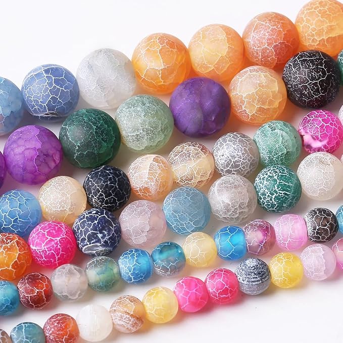 60PCS 6MM Weathered Agate Beads-Multicolo Stone Beads Energy Healing Beads by JIANJING