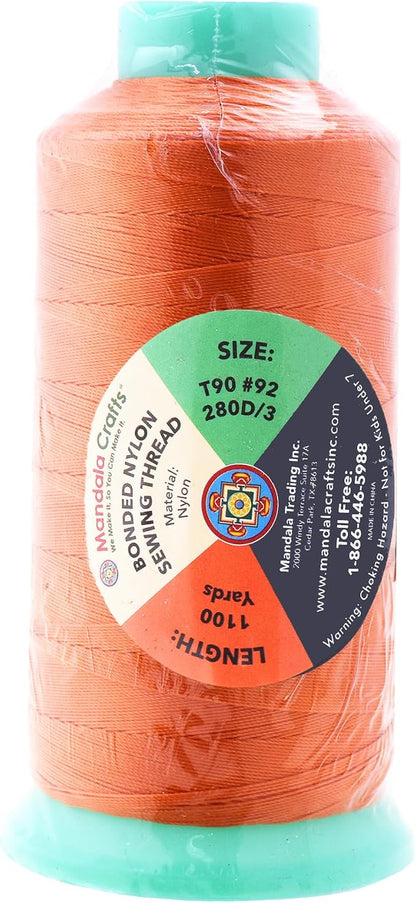 Mandala Crafts Orange Heavy Duty Thread -1100 Yds Tex 90 Thread - Image 3