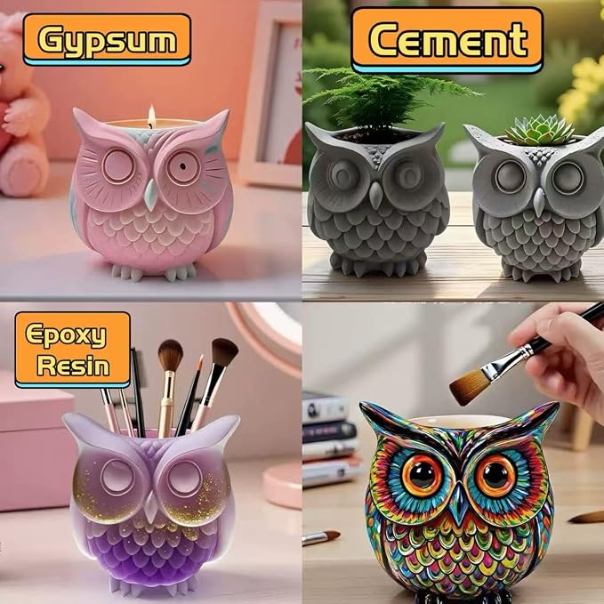 Animal Resin Molds Silicone 3D Cute Owl Epoxy Resin Plaster Candle Holder Wax - Image 5