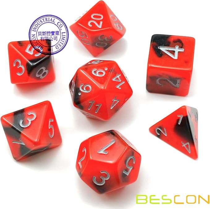 Bescon Two-Tone Glow-in-The-Dark Polyhedral Dice Set HOT Rocks, Luminous RPG - Image 2