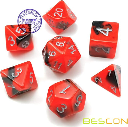 Bescon Two-Tone Glow-in-The-Dark Polyhedral Dice Set HOT Rocks, Luminous RPG - Image 2
