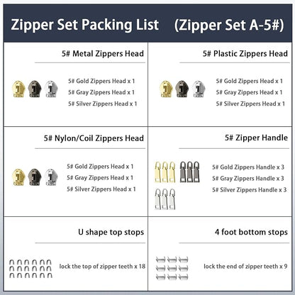 VICHERIA Zipper Repair Kit, Universal Size #5 Zippers - Image 8