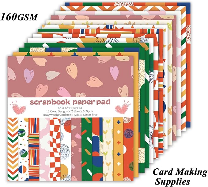 24 Sheets 12 Designs Scrapbook Paper Pad, Scrapbooking DIY Decorative - Image 3