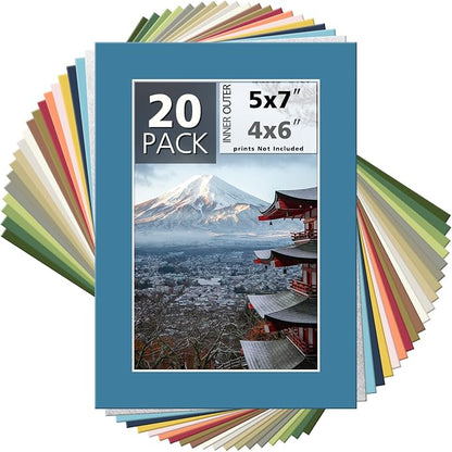 Mat Board Center, 5x7 Mixed Colors White Core Picture Mats Mattes Matting by MatBoardCenter