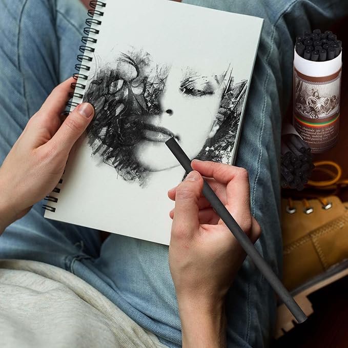 Gueevin 100 Pcs Willow Charcoal Sticks, Willow Charcoal, and Fine Art Christmas - Image 3