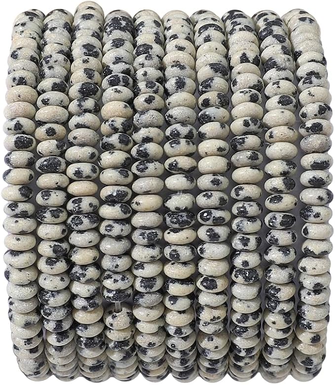 Natural Dalmatian Disk Stone Beads 4x2mm 160pcs Rondelle Loose Semi Gemstone by Beadia