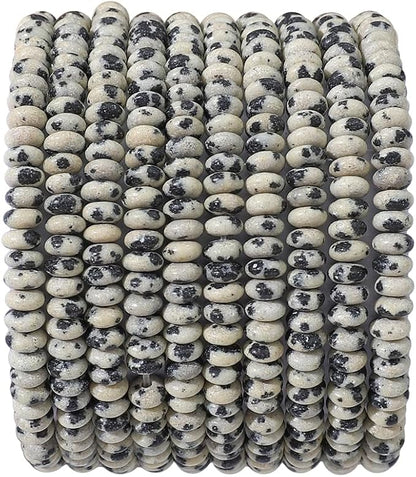 Natural Dalmatian Disk Stone Beads 4x2mm 160pcs Rondelle Loose Semi Gemstone by Beadia