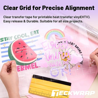 TECKWRAP Clear Transfer Tape for Vinyl -12INCH x 10 FT, Printable HTV, DIY - Image 4