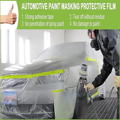 Pre-Taped Masking Film-55inx65ft Tape and Drape Painters Paper Rolls, Plastic - Image 7