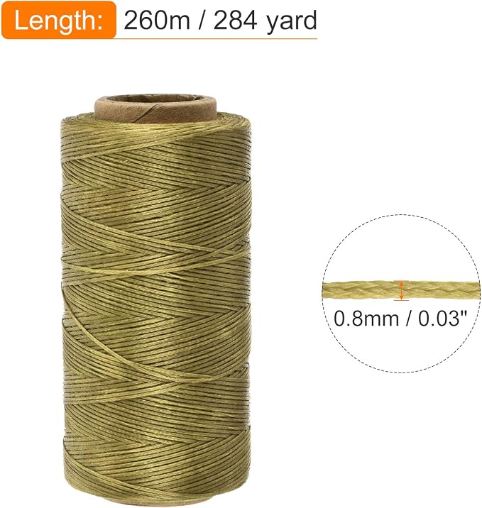 MECCANIXITY Waxed Thread, 284 Yard 0.8mm 150D Flat Wax Thread Polyester Waxed - Image 2
