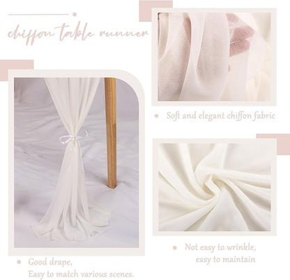 Beige Chiffon Table Runner 10ft Long Romantic Wedding Table Runners 30 x 120 - Image 4