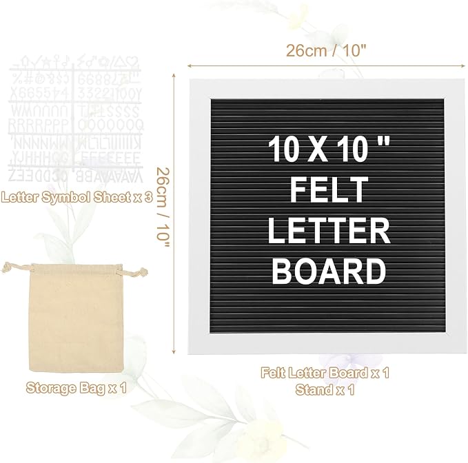 PATIKIL Felt Letter Board, 10x10Inches Black White Wooden Changeable Message - Image 2
