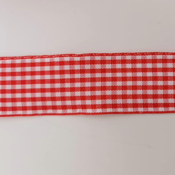 1 Inch Red and White Woven Edge Gingham Ribbon 25 Yards Each Roll 100% Polyester - Image 9