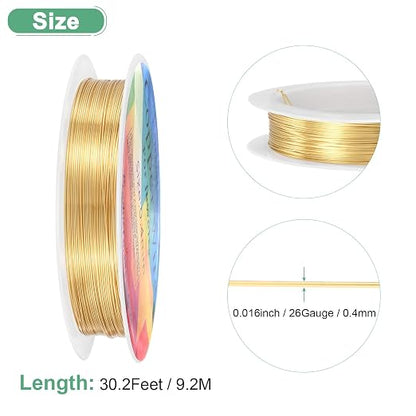 0.4 mm/26 Gauge Copper Wire for Jewelry Making, 30.2FT Copper Beading Craft - Image 3
