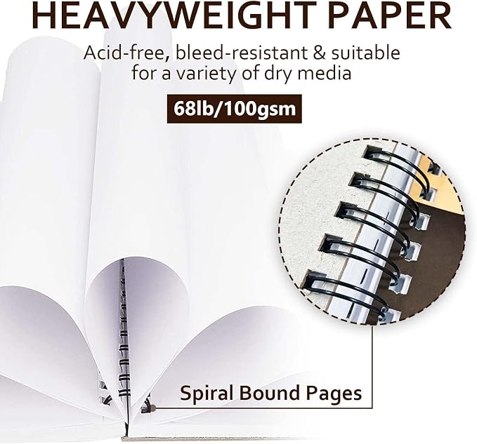 9x12 Inch Sketch Book, Sketch Pad, 100 Sheets, Spiral Bound Artist - Image 2
