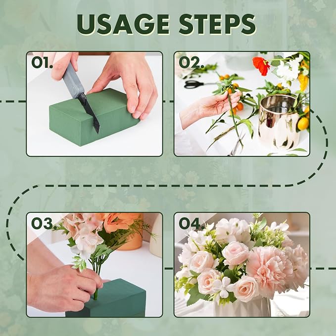 30 Pcs Floral Foam Blocks, 5.5"L x 3.1"W x 1.7"H Green Dry & Wet Flower Foam - Image 4