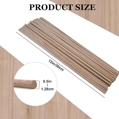 24pcs Wooden Dowel Rods, 3/8 X 12 Inch Long Walnut Dowel Rod Wooden Sticks - Image 3