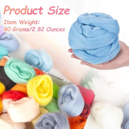 PATIKIL Wool Roving Yarn, 80G/2.82OZ Soft Felting Wool Pure Chunky Roving Yarn - Image 2