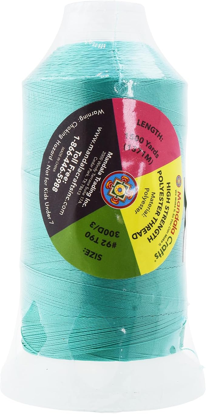 Mandala Crafts Turquoise Heavy Duty Thread -1500 Yds Tex 90 Thread - Image 3