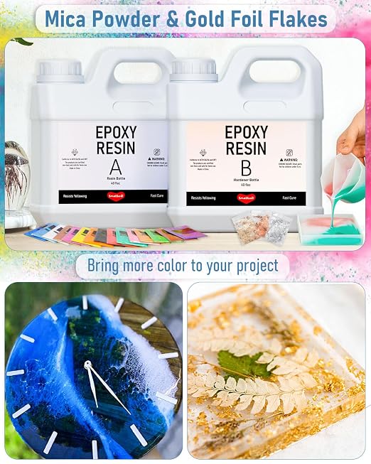 80 Oz Epoxy Resin Kit with 16 Colors Mica Powder, Cups & Stick, Crystal Clear - Image 4