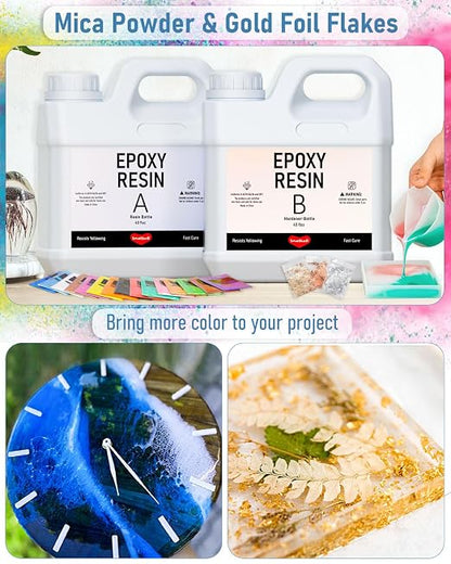 80 Oz Epoxy Resin Kit with 16 Colors Mica Powder, Cups & Stick, Crystal Clear - Image 4