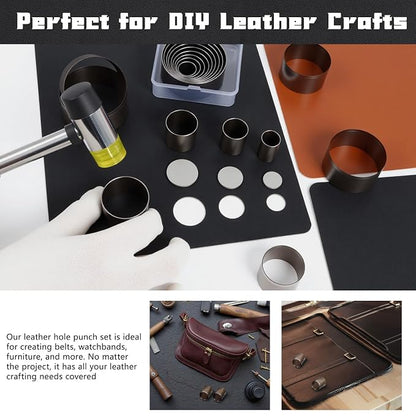 21 Pieces Leather Circle Cutter Tool Set, Hole Punch Tools - Image 7