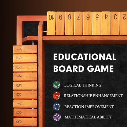 Upgraded 1-4 Players Shut The Box Dice Game, Wooden Board Table Family Game - Image 5