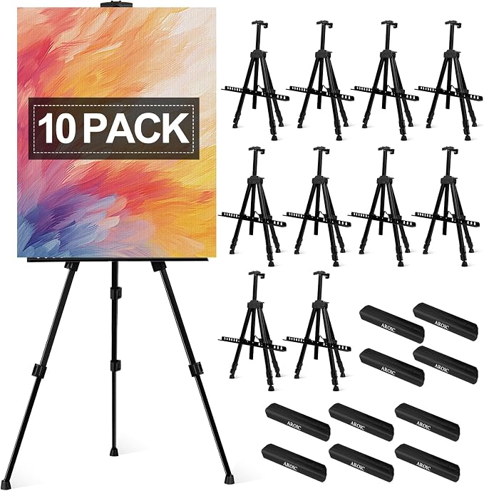 AROIC10 Pack Painting Display Easel Stand Portable Adjustable Metal Tripod by AROIC