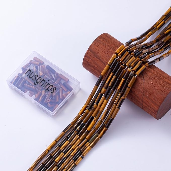 Natural Yellow Tiger Eye Cylinder Tube Beads 4x13mm 38cm/str Loose Semi - Image 6