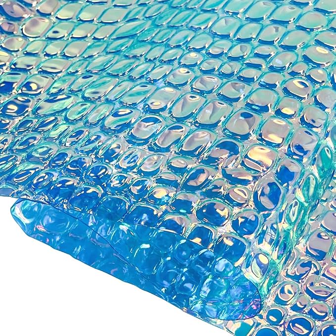 ONEART | Iridescent Transparent Embossed Vinyl Holographic Blue Clear PVC Vinyl - Image 2