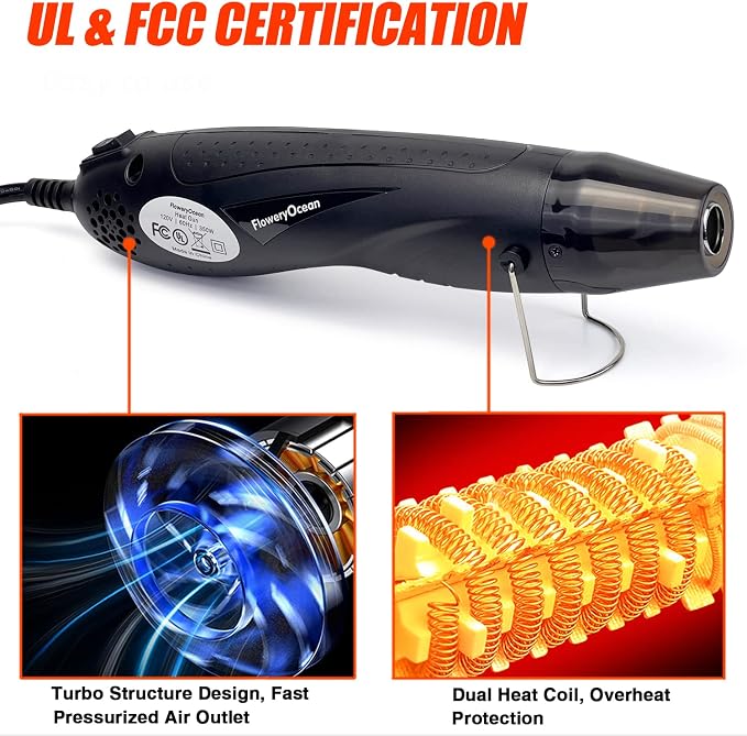 Mini Heat Gun+Reflector Nozzle Kit 350W Fast Heat Hot Air Gun Overload - Image 3