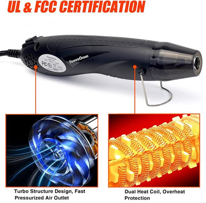Mini Heat Gun+Reflector Nozzle Kit 350W Fast Heat Hot Air Gun Overload - Image 3