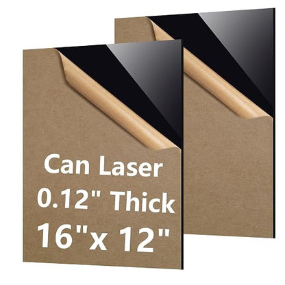 16×12In Black Acrylic Sheet for Laser Cutting 3mm Thick Hard Laser Acrylic by Polvtor