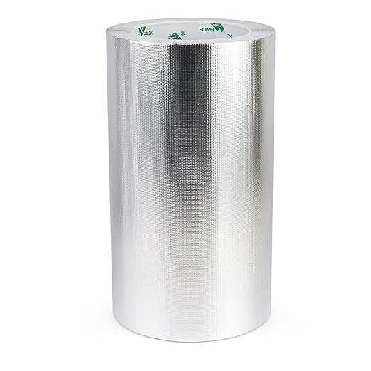 BOMEI PACK Adhesive Aluminum Foil Heat Shield Tape Barrier, Fiberglass Thermal by BOMEIPACK