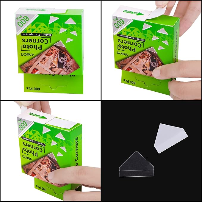 Aneco 600 Pieces Clear Self-Adhesive Picture Mounting Corner Stickers - Image 2