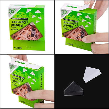 Aneco 600 Pieces Clear Self-Adhesive Picture Mounting Corner Stickers - Image 2